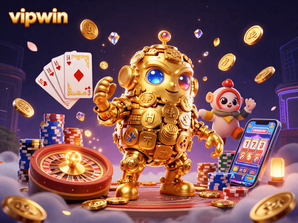 Engage players with lucky wins at vipwin's vibrant casino gaming scene filled with golden symbols.