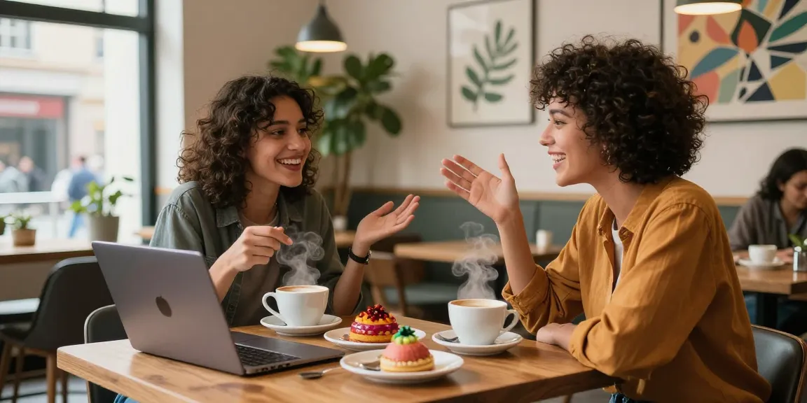 Engaging spicy chat between friends in a cozy café setting.