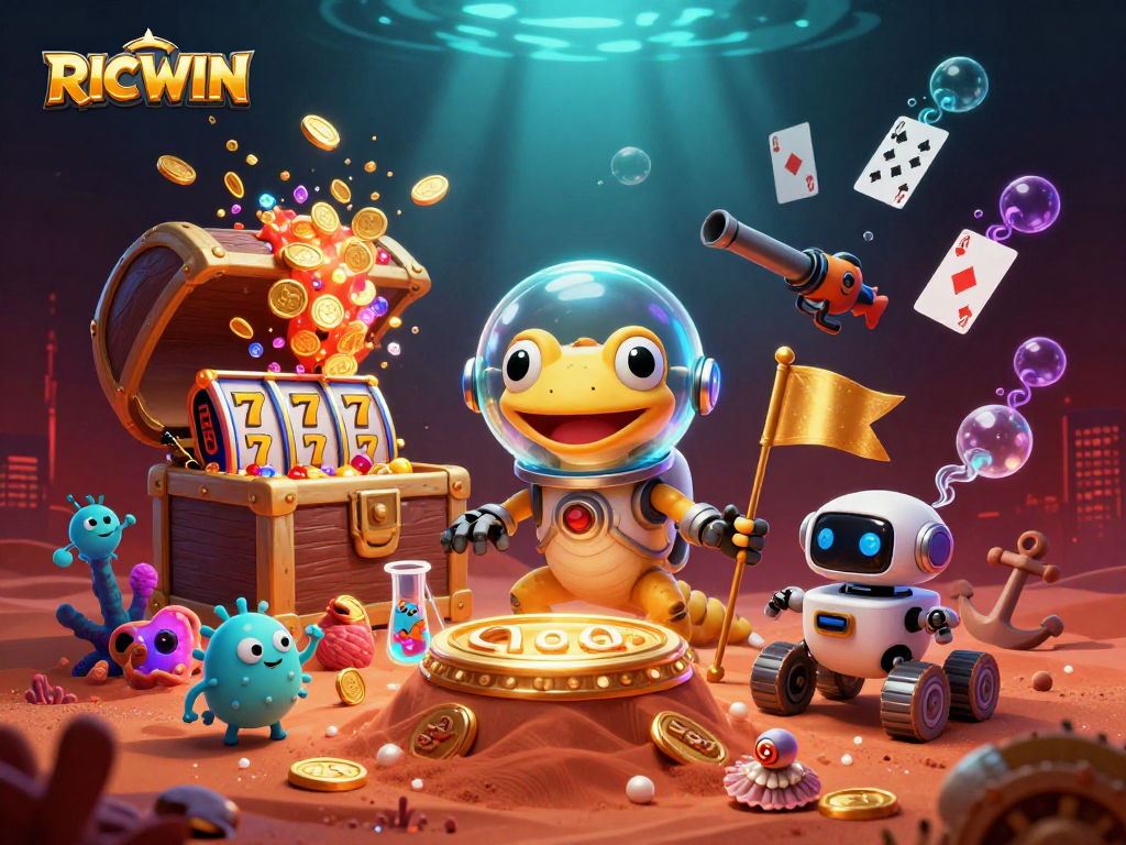 Join RICWIN in uncovering golden treasures in a vibrant Martian casino adventure!