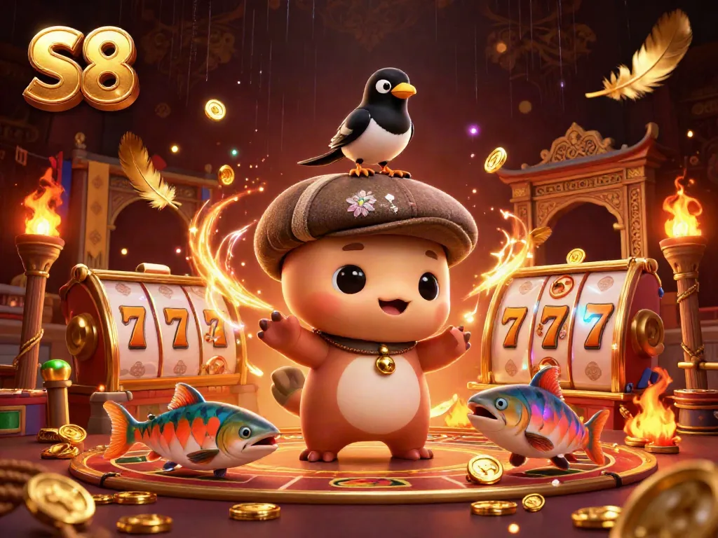 Experience thrilling casino action with S8 in this vibrant 3D illustration featuring playful Nessie.