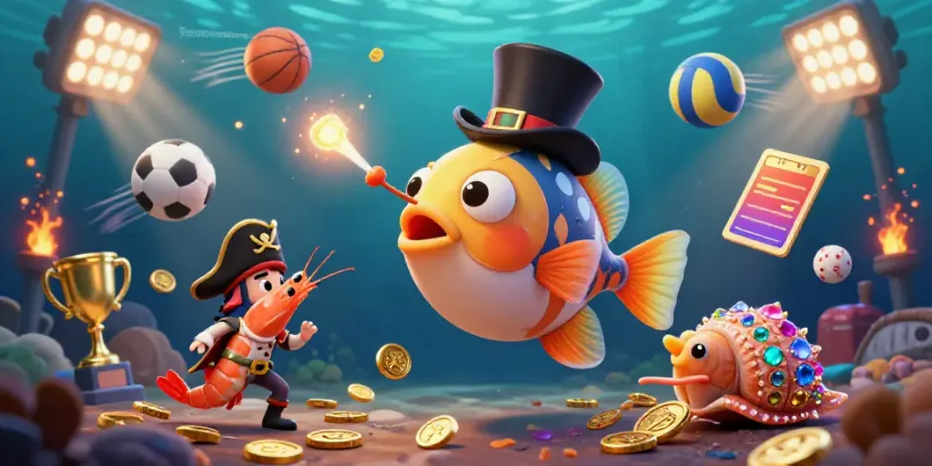 Engage in the excitement of non gamstop casinos with a deep-sea anglerfish luring golden coins, highlighting sports gambling.