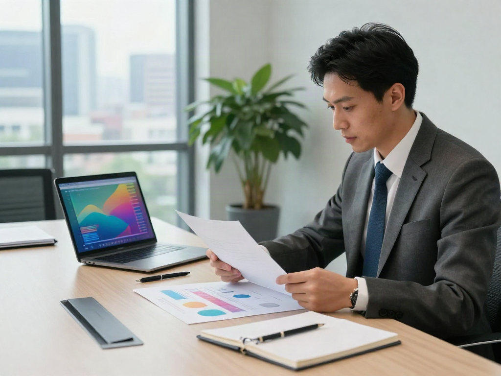 Financial advisor discussing check over here endorsement processes in a modern office.